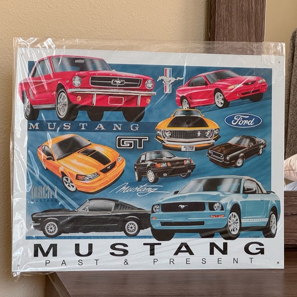 FORD MUSTANG PAST & PRESENT COLLECTIBLE TIN SIGN. SEALED - Picture 2 of 7